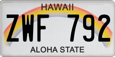 HI license plate ZWF792