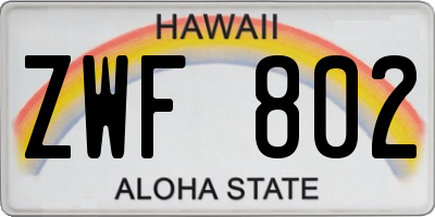 HI license plate ZWF802