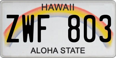 HI license plate ZWF803