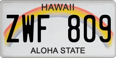 HI license plate ZWF809