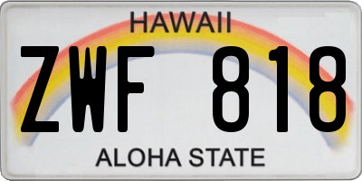 HI license plate ZWF818