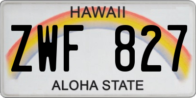 HI license plate ZWF827
