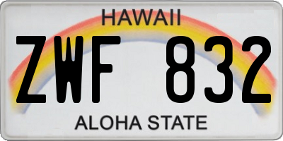 HI license plate ZWF832