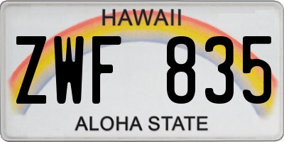 HI license plate ZWF835