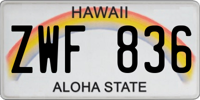 HI license plate ZWF836
