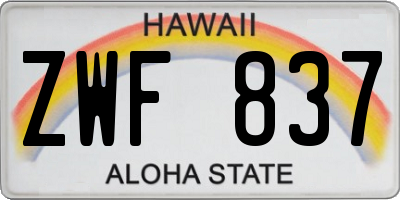 HI license plate ZWF837