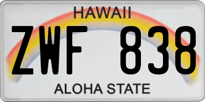 HI license plate ZWF838