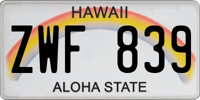 HI license plate ZWF839