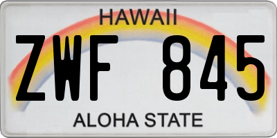 HI license plate ZWF845
