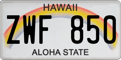 HI license plate ZWF850