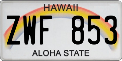 HI license plate ZWF853