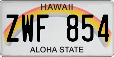 HI license plate ZWF854