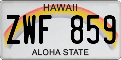 HI license plate ZWF859