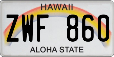 HI license plate ZWF860