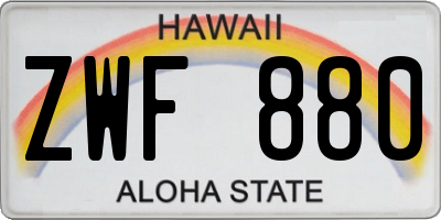 HI license plate ZWF880