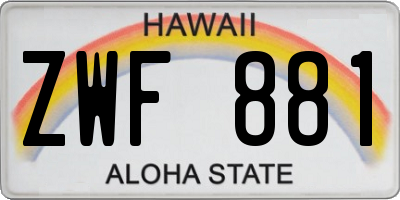 HI license plate ZWF881