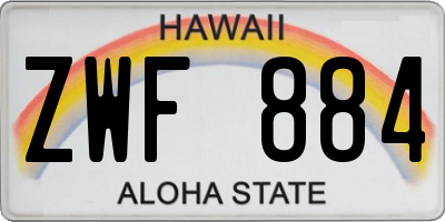 HI license plate ZWF884