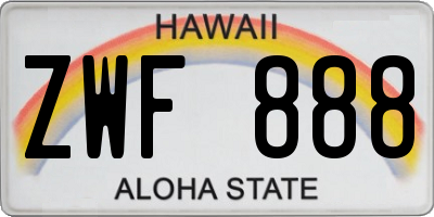 HI license plate ZWF888