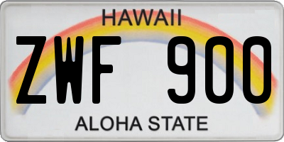 HI license plate ZWF900