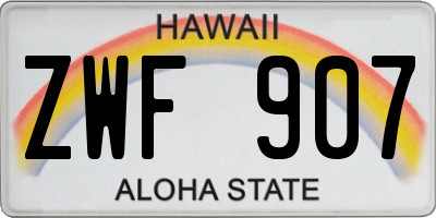HI license plate ZWF907
