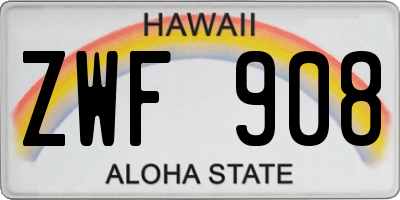 HI license plate ZWF908
