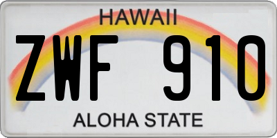 HI license plate ZWF910
