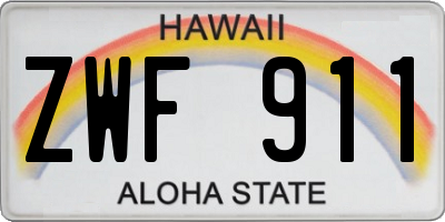 HI license plate ZWF911