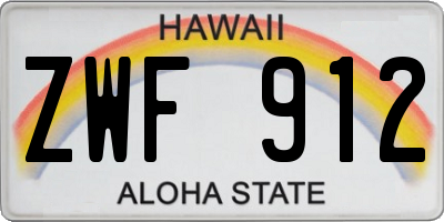 HI license plate ZWF912