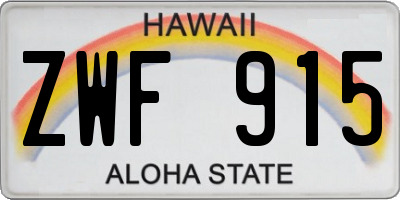 HI license plate ZWF915