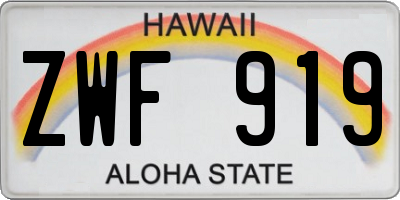 HI license plate ZWF919