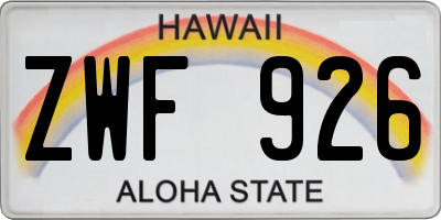 HI license plate ZWF926