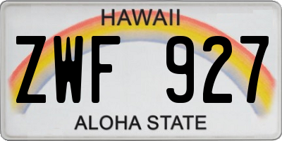 HI license plate ZWF927