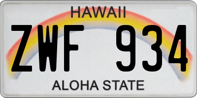 HI license plate ZWF934
