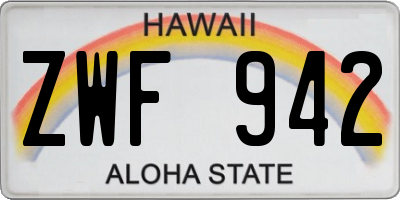 HI license plate ZWF942