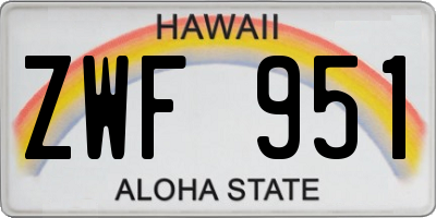 HI license plate ZWF951
