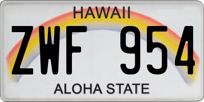 HI license plate ZWF954