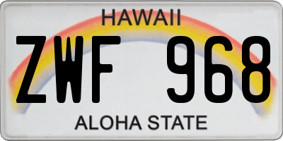 HI license plate ZWF968