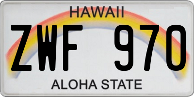 HI license plate ZWF970