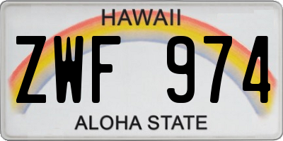 HI license plate ZWF974