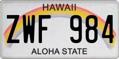 HI license plate ZWF984