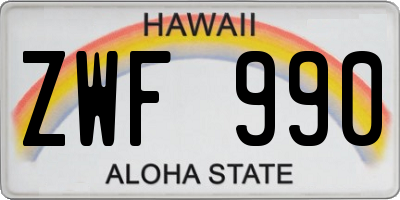 HI license plate ZWF990