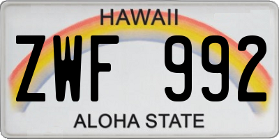 HI license plate ZWF992