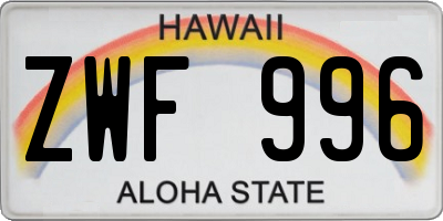 HI license plate ZWF996
