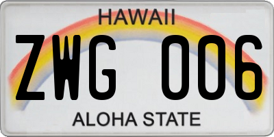 HI license plate ZWG006