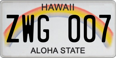 HI license plate ZWG007