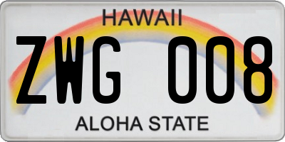 HI license plate ZWG008