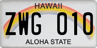 HI license plate ZWG010