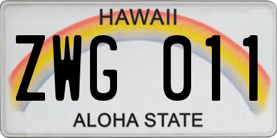 HI license plate ZWG011
