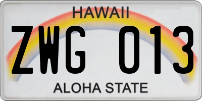 HI license plate ZWG013