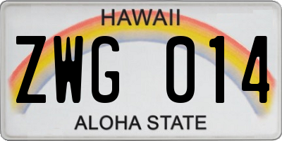 HI license plate ZWG014